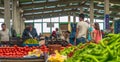 Eskisehir, Turkey - June 15, 2017: People at traditional typical Turkish grocery bazaar in Eskisehir, Turkey