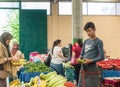 Eskisehir, Turkey - June 15, 2017: People at traditional typical Turkish grocery bazaar in Eskisehir, Turkey.