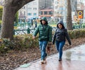 Eskisehir, Turkey - March 13, 2017: Couple walking in the street