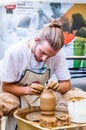 Pottery artist making clay pot at the 12th International Eskisehir Terra Cotta Symposium