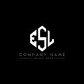 ESL letter logo design with polygon shape. ESL polygon and cube shape logo design. ESL hexagon vector logo template white and Royalty Free Stock Photo