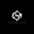 ESM letter logo design with polygon shape. ESM polygon and cube shape logo design. ESM hexagon vector logo template white and Royalty Free Stock Photo