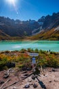 Esmeralda lake and Beautiful landscape of lenga forest, mountain