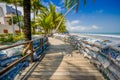 Esmeraldas, Ecuador - March 16, 2016: Sandbags to protect against the flood by tsunami in Same Beach, Casablanca