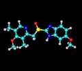 Esomeprazole molecule isolated on black