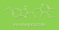 Esomeprazole peptic ulcer drug molecule proton pump inhibitor. Skeletal formula.