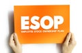 ESOP Employee Stock Ownership Plan - employee benefit plan that gives workers ownership interest in the company, acronym text Royalty Free Stock Photo