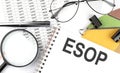 ESOP - the inscription of text on the Notepad, and chart. Business concept Royalty Free Stock Photo