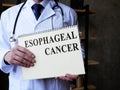 Esophageal cancer concept. Doctor holds medical papers.