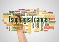 Esophageal cancer word cloud and hand with marker concept