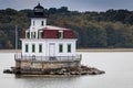 Esopus Meadows Lighthouse on the Hudson River, Esopus, NY, in early fall Royalty Free Stock Photo