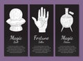 Esoteric Banners Templates Set, Magic Ball, Fortune Teller, Magic Potion, Philosophic, Occult, Mystical Symbols Royalty Free Stock Photo