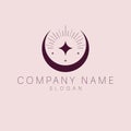 Esoteric crescent and star brand logo design. Indian symbol logotype.