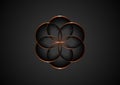 Esoteric Flower of Life in bronze colored, logo design. Seed of life symbol of Sacred Geometry. Geometric mystic mandala