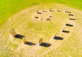 Esoteric geomancy symbol in green wheat field. Royalty Free Stock Photo