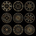 Esoteric geometric pentagrams. Spiritual sacred mystical vector symbols