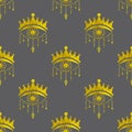 Esoteric golden eyes. Abstract seamless pattern