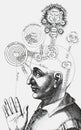 esoteric hermetic illustration of robert fludd`s brain and memory anatomical model