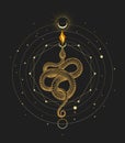 Snake of Wisdom and Sacred Geometry Esoteric Illustration