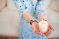 Esoteric in a magic candle close-up and copy space. Fortune telling by a candle Royalty Free Stock Photo