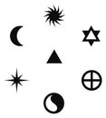 Esoteric signs. Magic sacred solar lunar symbols