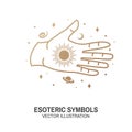 Esoteric symbols. Vector. Thin line geometric badge. Outline icon for alchemy or sacred geometry. Mystic and magic Royalty Free Stock Photo