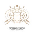 Esoteric symbols. Vector. Thin line geometric badge. Outline icon for alchemy, sacred geometry Mystic and magic design Royalty Free Stock Photo