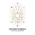 Esoteric symbols. Vector. Thin line geometric badge. Outline icon for alchemy, sacred geometry. Mystic and magic design Royalty Free Stock Photo