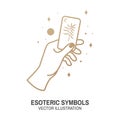 Esoteric symbols. Vector. Thin line geometric badge. Outline icon for alchemy or sacred geometry. Mystic and magic Royalty Free Stock Photo