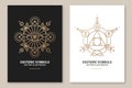 Esoteric symbols. Vector. Thin line geometric badge. Outline icon for alchemy or sacred geometry. Mystic and magic Royalty Free Stock Photo