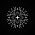 Esoteric white geometry sign on black background. Visual illusion. Simple design for magic, astrology craft. Vector