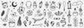 Esoteric witchcraft attributes doodle set Royalty Free Stock Photo