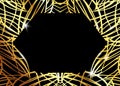African Luxury Exotic pattern. Elegant brochure, Gold shiny Geometric frame. Abstract texture with Palm, exotic leaves. Vector