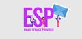 ESP Email service provider. Communication social media marketing technologies informational online. Royalty Free Stock Photo