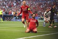 Mohamed Salah Celebrates a Goal with Jordan Henderson Royalty Free Stock Photo