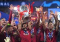 Mohamed Salah with UEFA Champions League Trophy