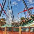 Espania Spain aventura Port amusement park Rollercoaster water fountain