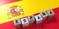 Espania - Spain - wooden cubes and country flag