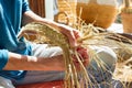 Esparto halfah grass crafts craftsman hands Royalty Free Stock Photo