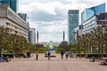 Esplanade du Charles de Gaulle in La Defense District, view East to the Arc de Triomphe, Paris Royalty Free Stock Photo