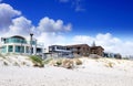 Esplanade homes and street houses overlooking beautiful white sandy beach Royalty Free Stock Photo