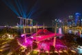 Esplanade Theatre outdoor in Downtown Singapore city. Marina Bay area. Financial district and skyscraper buildings at night Royalty Free Stock Photo