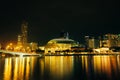 Esplanade - Theatres on the bay at night.