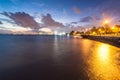 Esplande sunrise view with orange cloud and blue sky Royalty Free Stock Photo