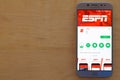 ESPN dev application on Smartphone screen. ESPN is a freeware web browser developed by ESPN Inc Royalty Free Stock Photo
