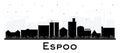 Espoo Finland city skyline silhouette with black buildings isolated on white. Espoo cityscape with landmarks. Business and tourism Royalty Free Stock Photo