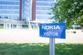 Visitor parking sign in front of Nokia Corporation head office