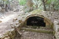 Esporles, Spain - 11 June, 2023: Stone agricultural buildings on the GR221 trail in Mallorca's Tramuntana mountains Royalty Free Stock Photo