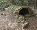 Esporles, Spain - 11 June, 2023: Stone agricultural buildings on the GR221 trail in Mallorca's Tramuntana mountains Royalty Free Stock Photo