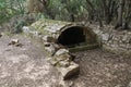 Esporles, Spain - 11 June, 2023: Stone agricultural buildings on the GR221 trail in Mallorca's Tramuntana mountains Royalty Free Stock Photo